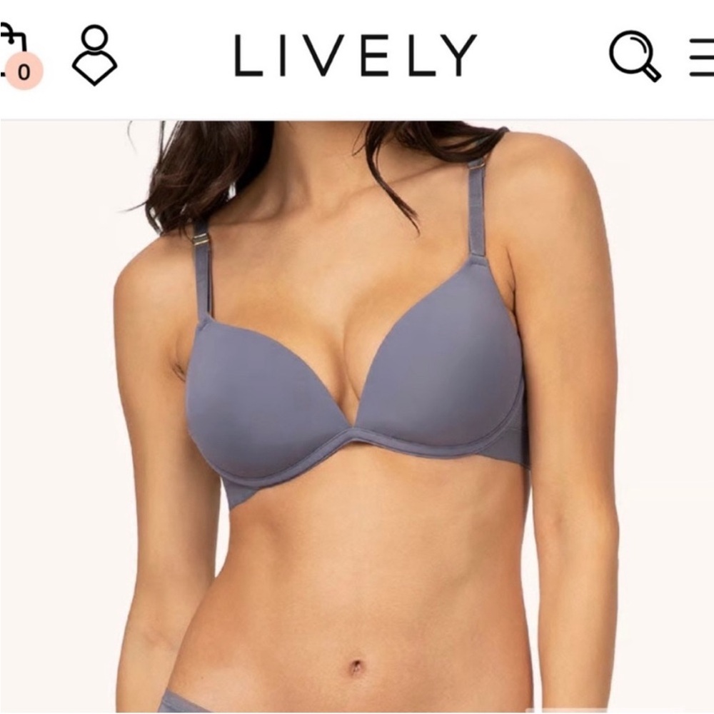 Lively Deep V Demi Wireless Gray Bra